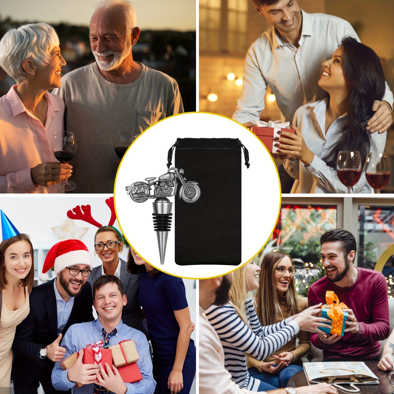 Motorcycle Wine Stopper for Men Gift Idea Durable Metal