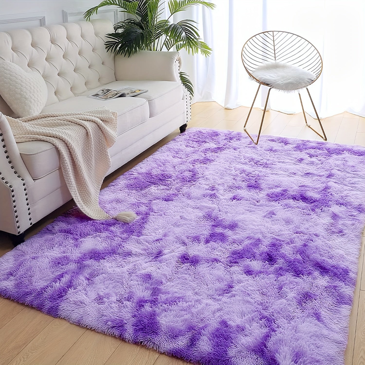 Luxurious Shag Area Rug, Plush Fuzzy, Non-Slip, Machine Washable Bedroom Rug