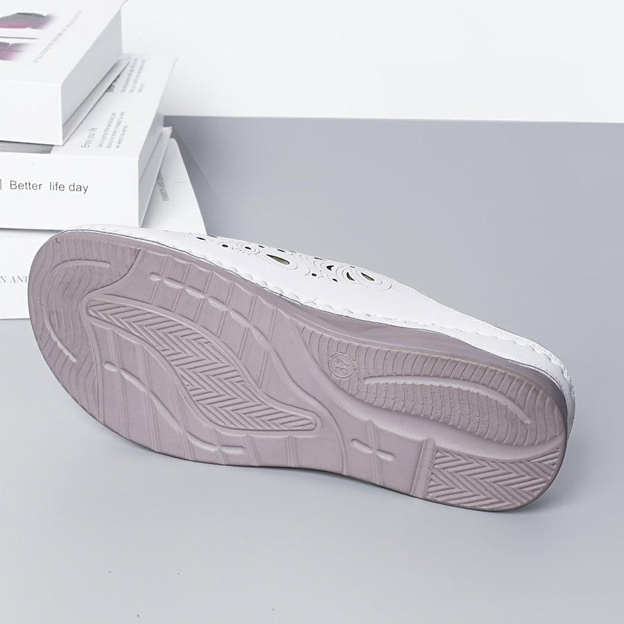 Women's Casual Hollow-Out Wedge Slip-On Slides Non-Slip Polyurethane