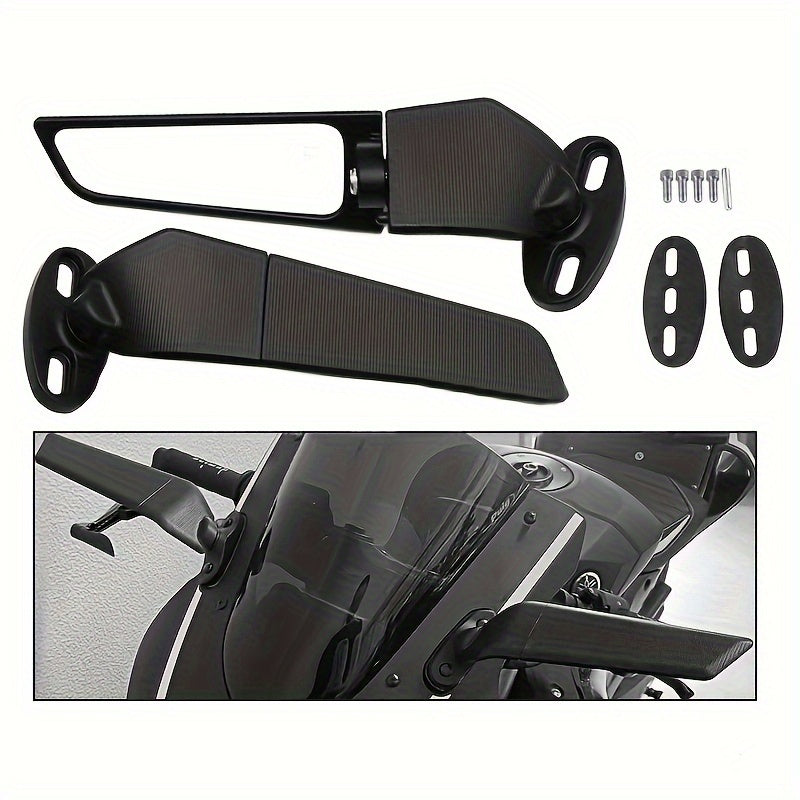 Motorcycle Rearview Mirror Spoiler Set Aluminum Adjustable Enhanced Visibility