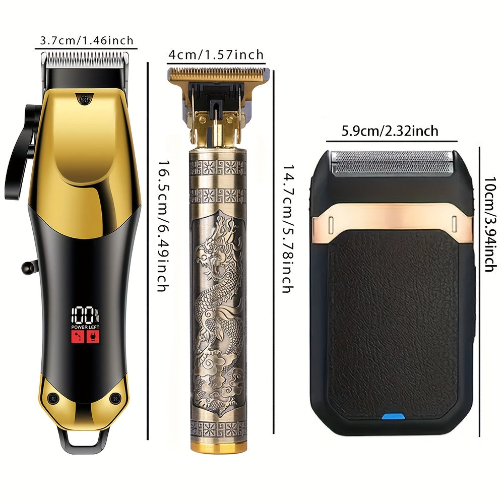 3in1 Hair Clippers Shaver Set for Men Cordless Beard Trimming Electric Razor