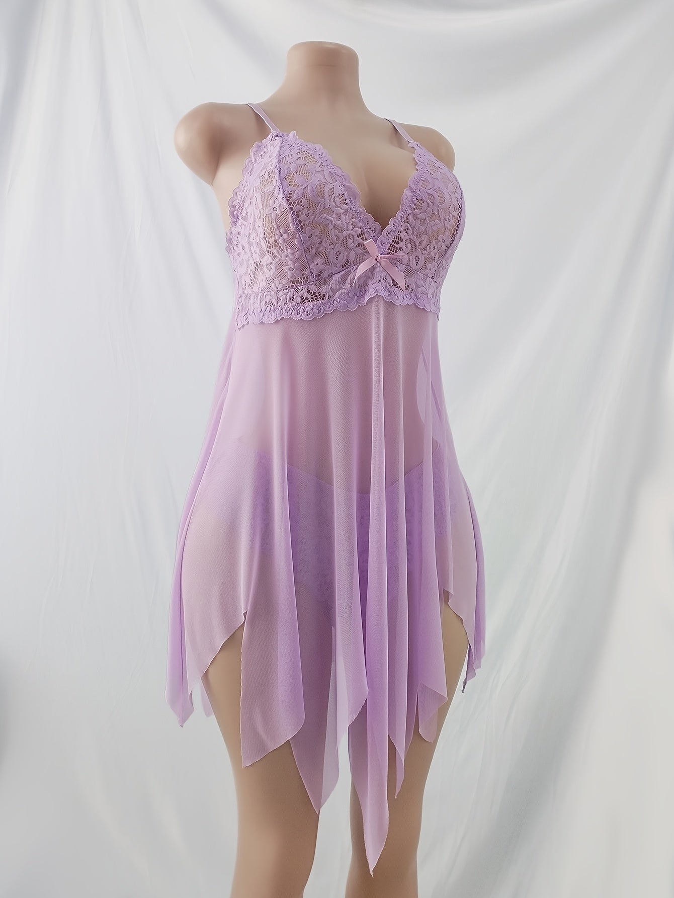 Ayollar katta o'lchamli tikanli pijama to'plami, bog'li floral noaniq bo'yinli suspender kiyim, 2 dona