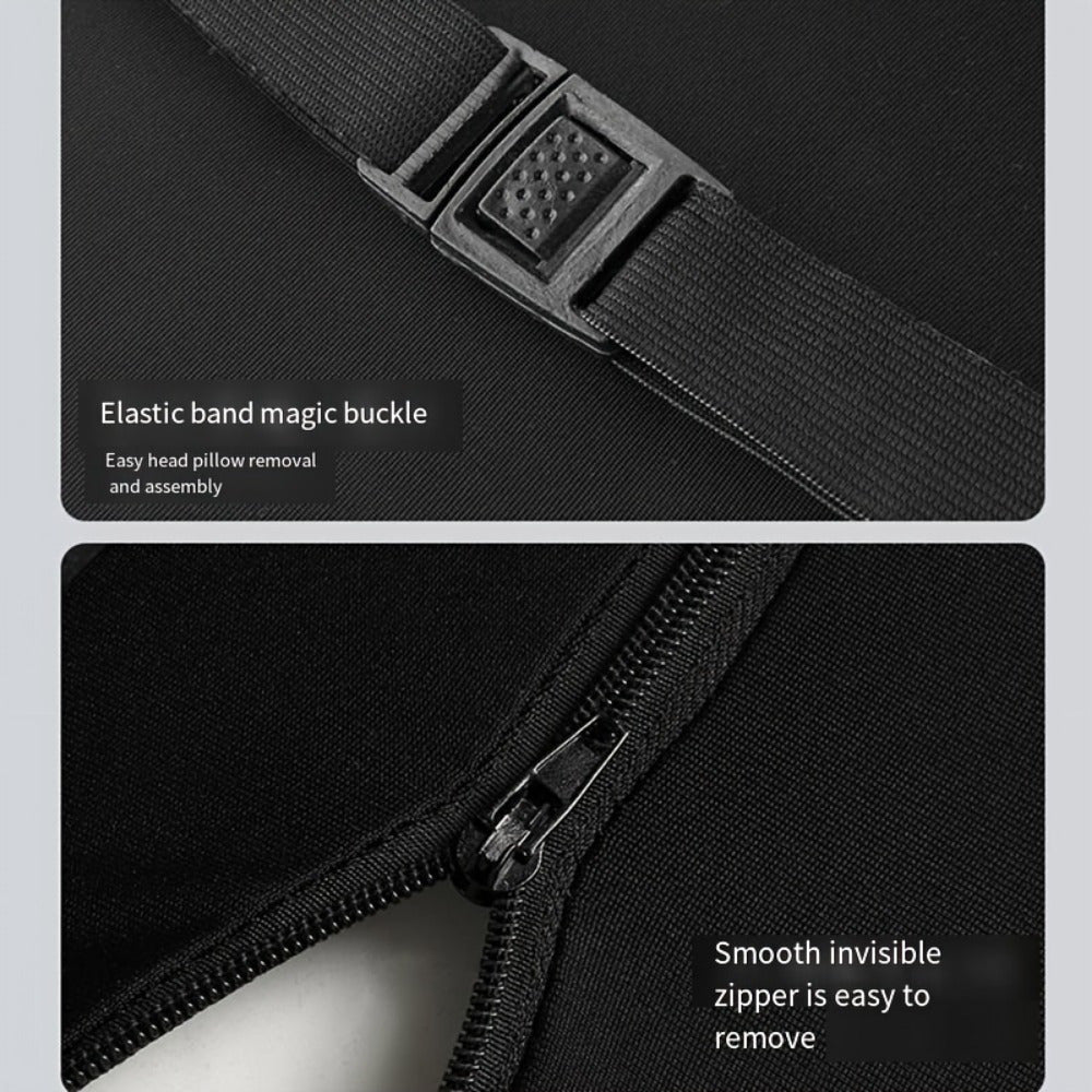 Conjunto de cojines para asiento de coche con espuma viscoelástica y tela de poliéster transpirable, soporte lumbar y reposacabezas