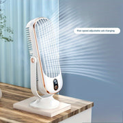 Portable USB Fan with 5-Speed Control White and Gold Multi-Functional for Travel Camping Outdoors