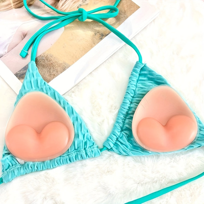 Silicone Triangle Bra Pads Solid Color Reusable Swimwear Bikinis Insert Pads