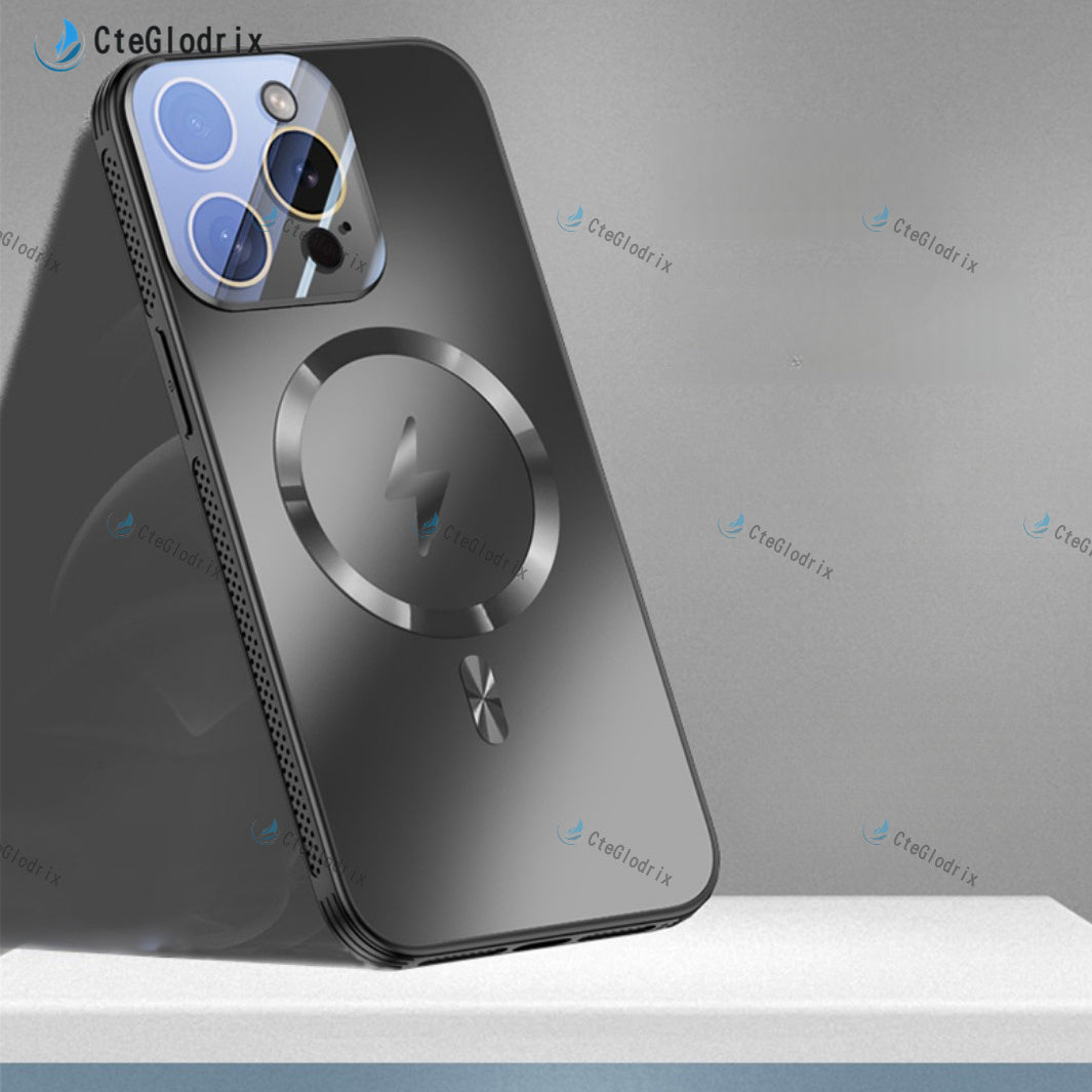 Titanium Metallic Matte Phone Case for iPhone Shockproof Wireless Charging Camera Lens Protection