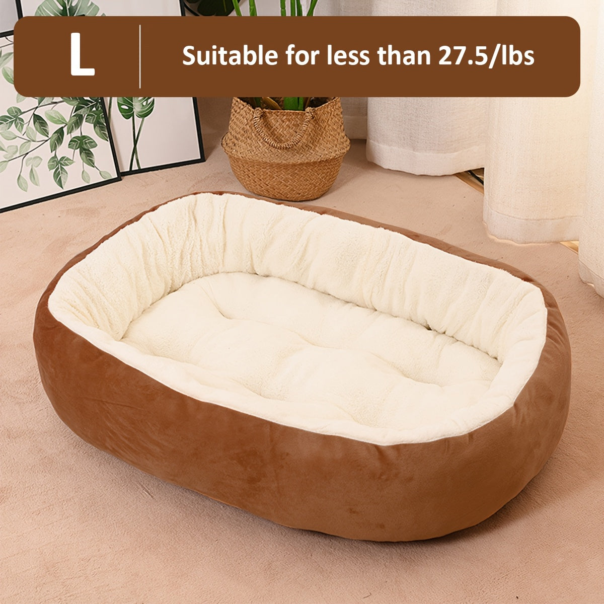 Oval Pet Bed for Small to Medium Dogs Plush Polypropylene Non-Assembled