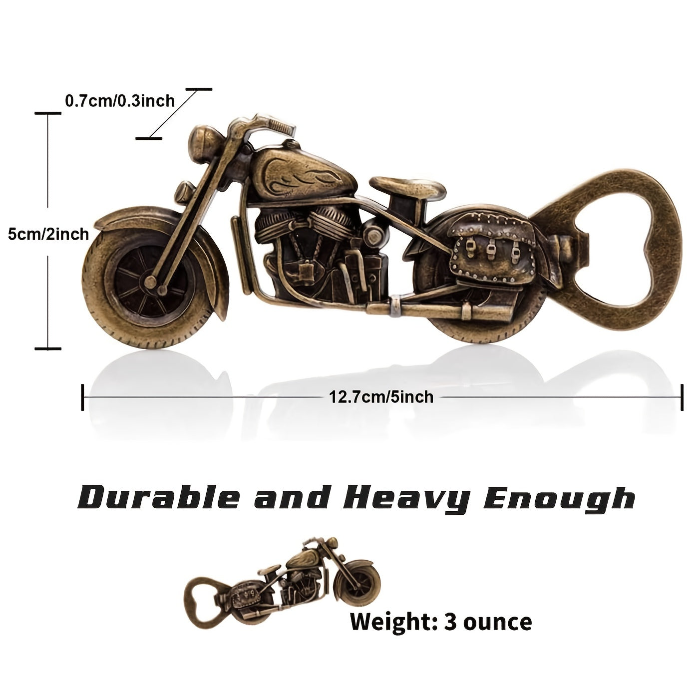 Golden Motorcycle Bottle Opener for Beer Lovers Men 5x2 Inches