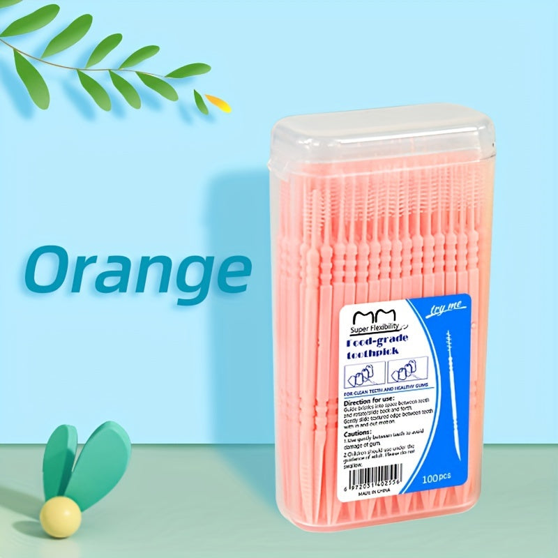 Ikki rangli plastik baliq suyak tish ignalari og‘iz gigiyenasi uchun, sayohat uchun quti