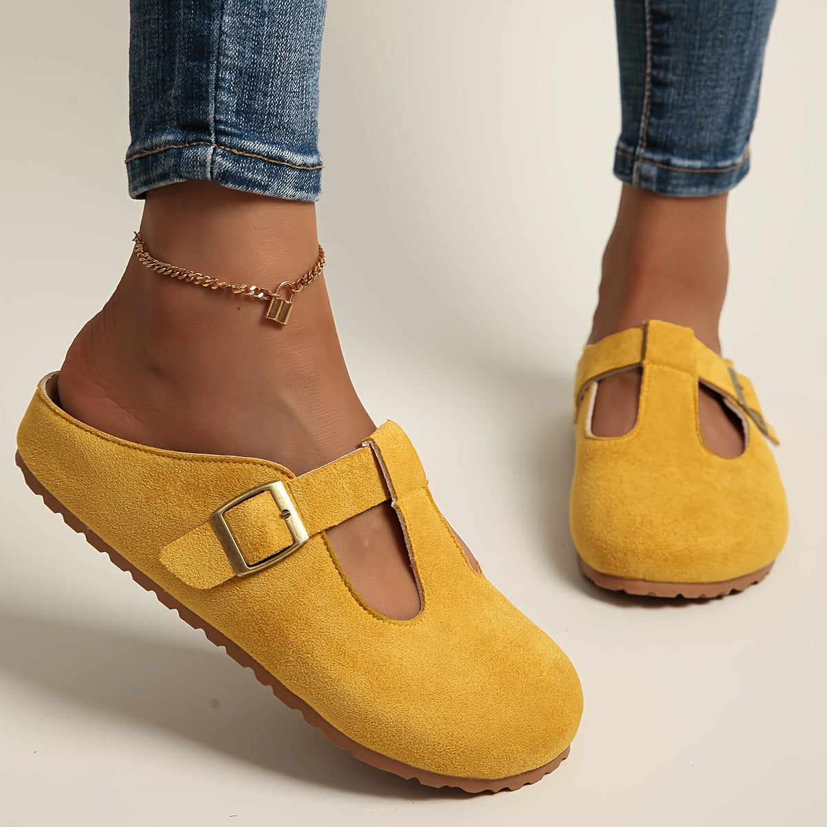 Women's Slip-On Mules with EVA Sole, Soft Fabric, Buckle Closure, All-Season