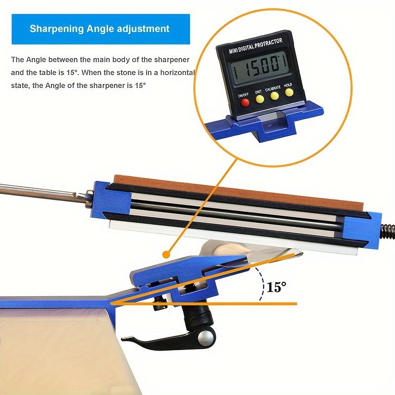 Manual Fixed Angle Knife Sharpener with Adjustable Clamping and Diamond Edge