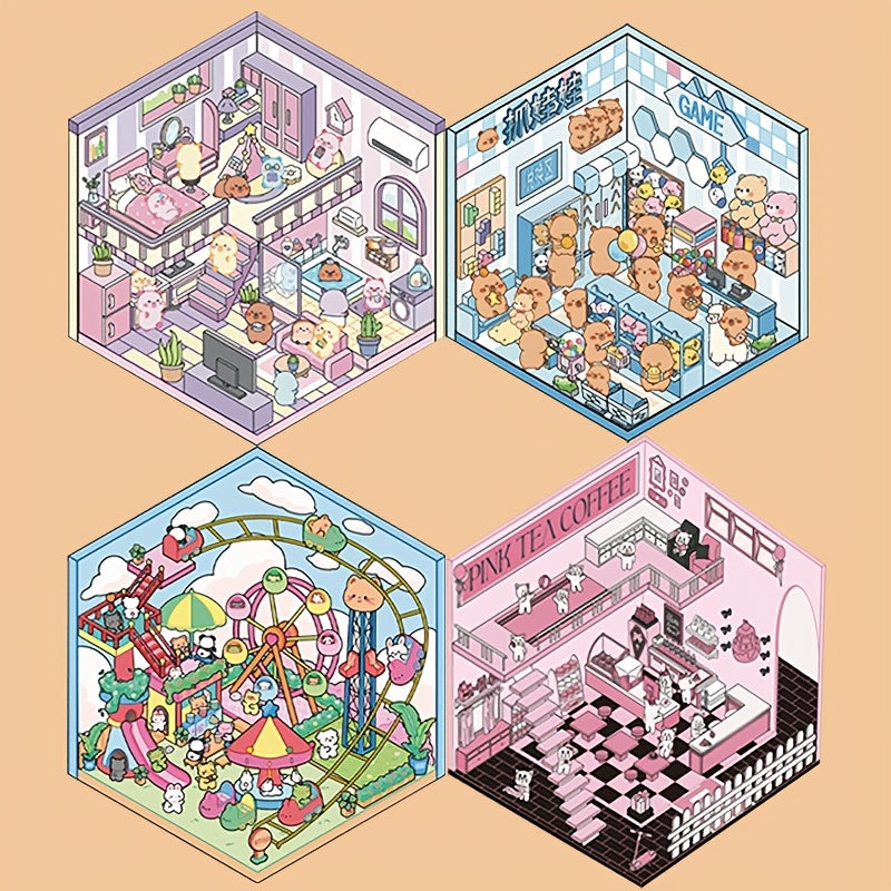 Miniature 3D Panda Stickers Reusable Irregular Shape Glossy PET for Room Decor and Crafts