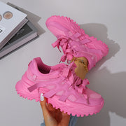 Women's Pink High-Top Sneakers with Lace-Up Design and Lightweight EVA Sole