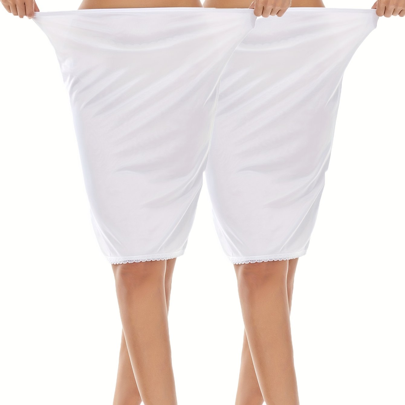 Women Plus Size Ice Slicky Fiber Ruffle Underwear Skirt Set