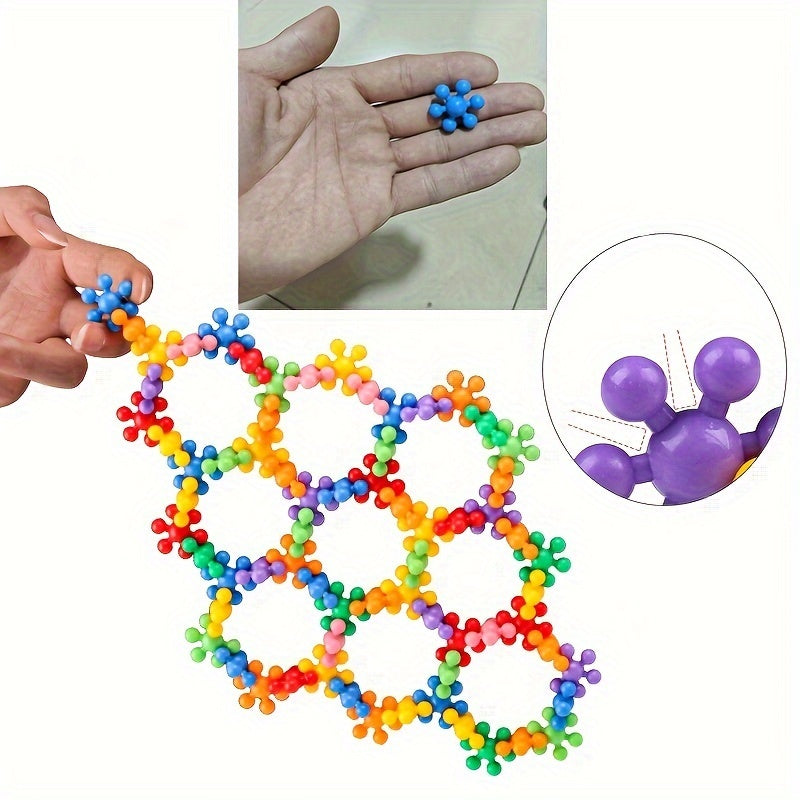 Set of 60/100/200 Plum Blossom and Snowflake Building Blocks for DIY Interlocking Puzzles Educational Toy