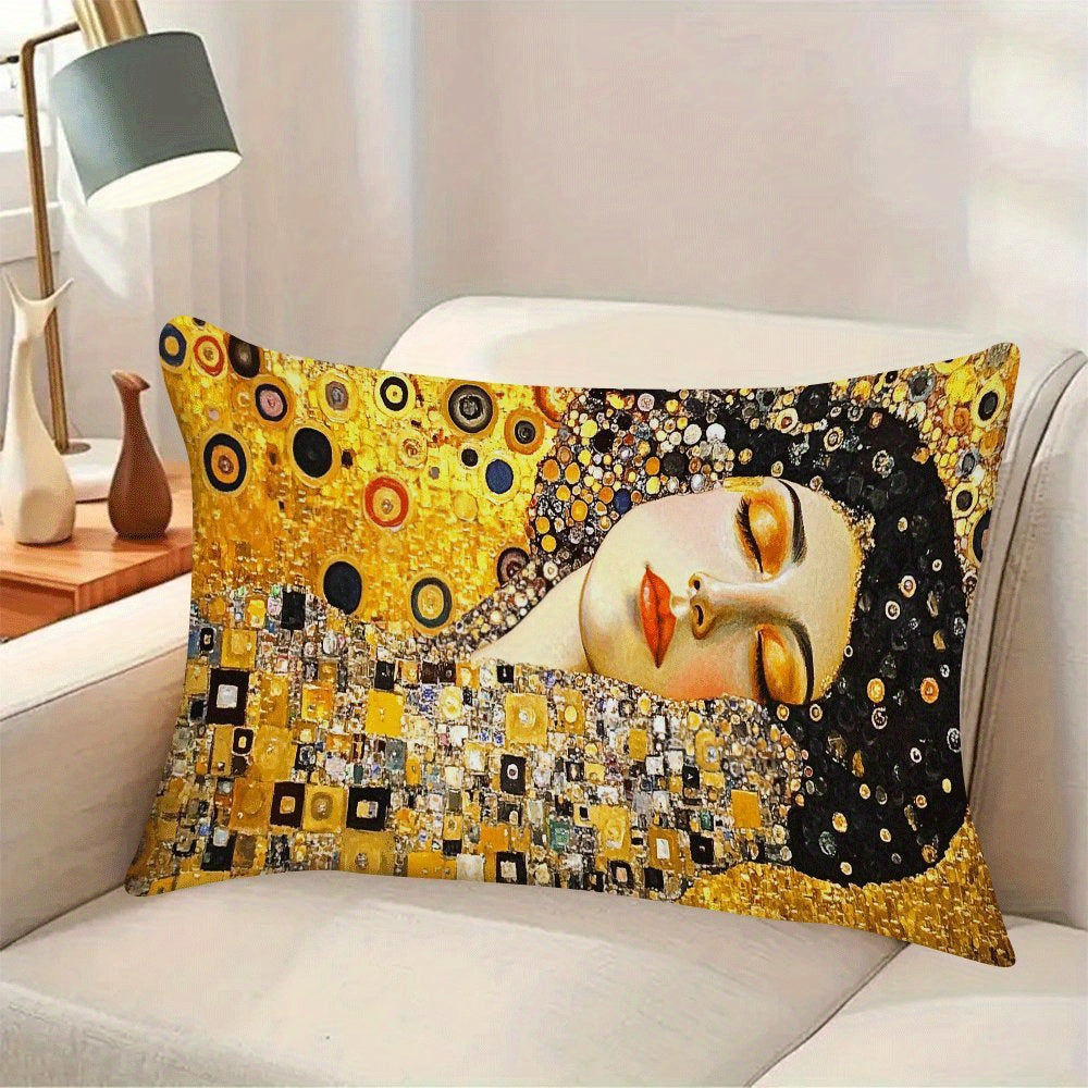 Set of 2 Gustav Klimt Kiss Abstract Oil Painting Pillow Covers 50.8x30.48cm for Sofa Bedroom Decor