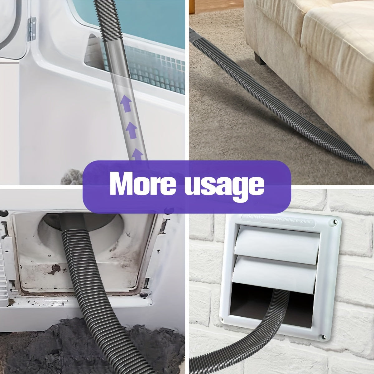 Griz quruq ventilyatsiya tozalash to'plami, Dyson V15 V12 V11 V10 V8 V7 vakuumlariga mos keladigan vakuum shlangi ulanishi, Lint olib tashlash ulanishini o'z ichiga oladi.