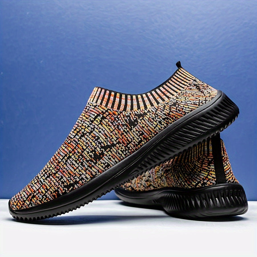 Men's Plus Size Breathable Knit Sneakers with Non-Slip EVA Sole for Casual and Outdoor Wear