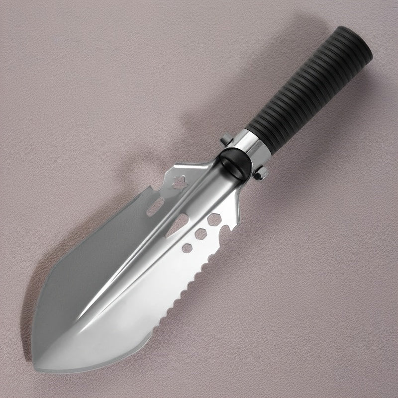 Mini pala de metal con hoja triangular portátil para acampar, jardinería y rescate