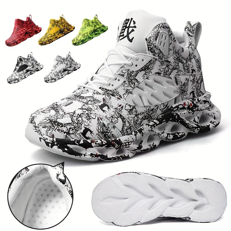 Boys Camouflage Lace-Up Sneakers for Running and Basketball Casual Street Style