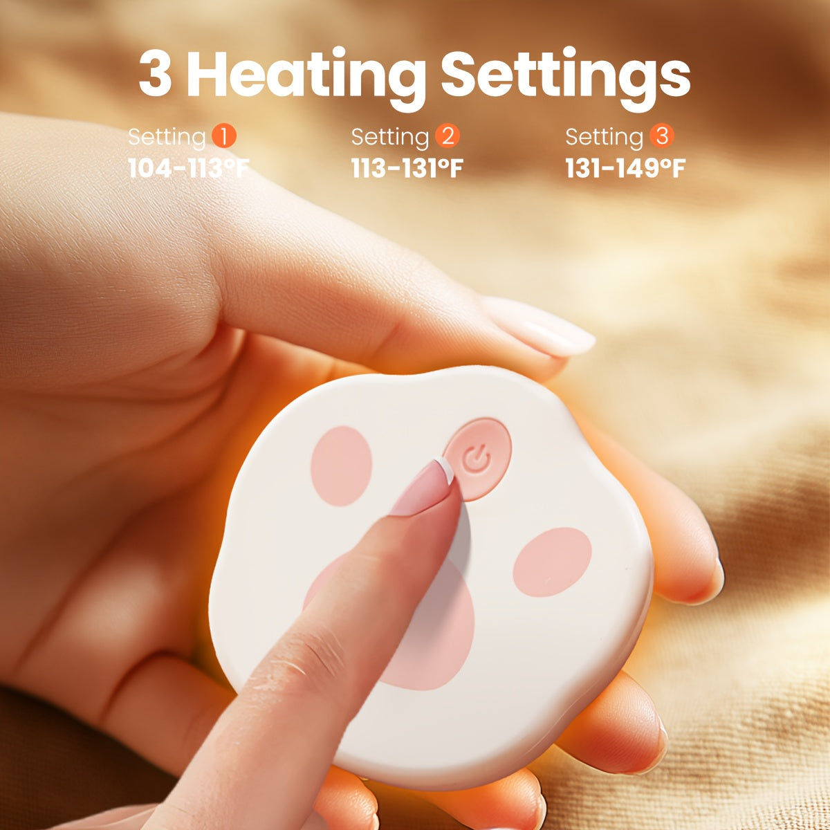 2 ta USB qayta zaryadlanadigan qo‘l issitgichlari, Oq, portativ, sozlanadigan issiqlik