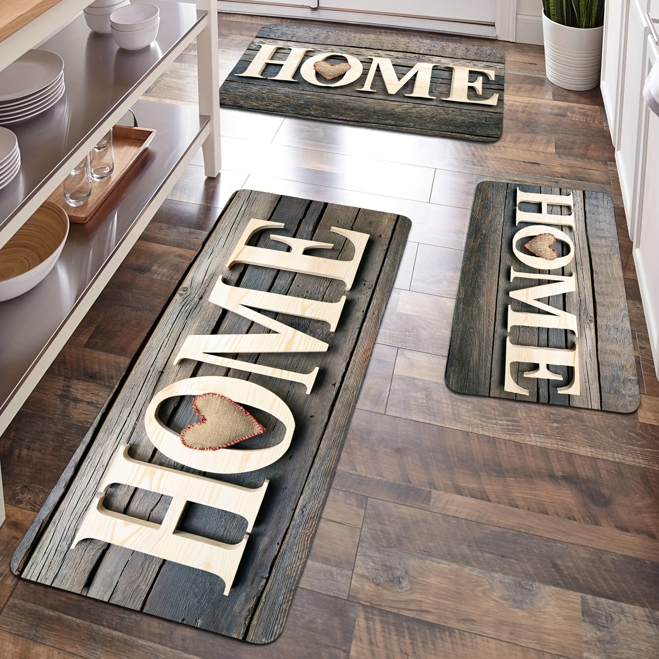 Набор кухонных ковриков Водонепроницаемый Нескользящий Винтажный С мягкой подкладкой Антиусталость Фермерский стиль