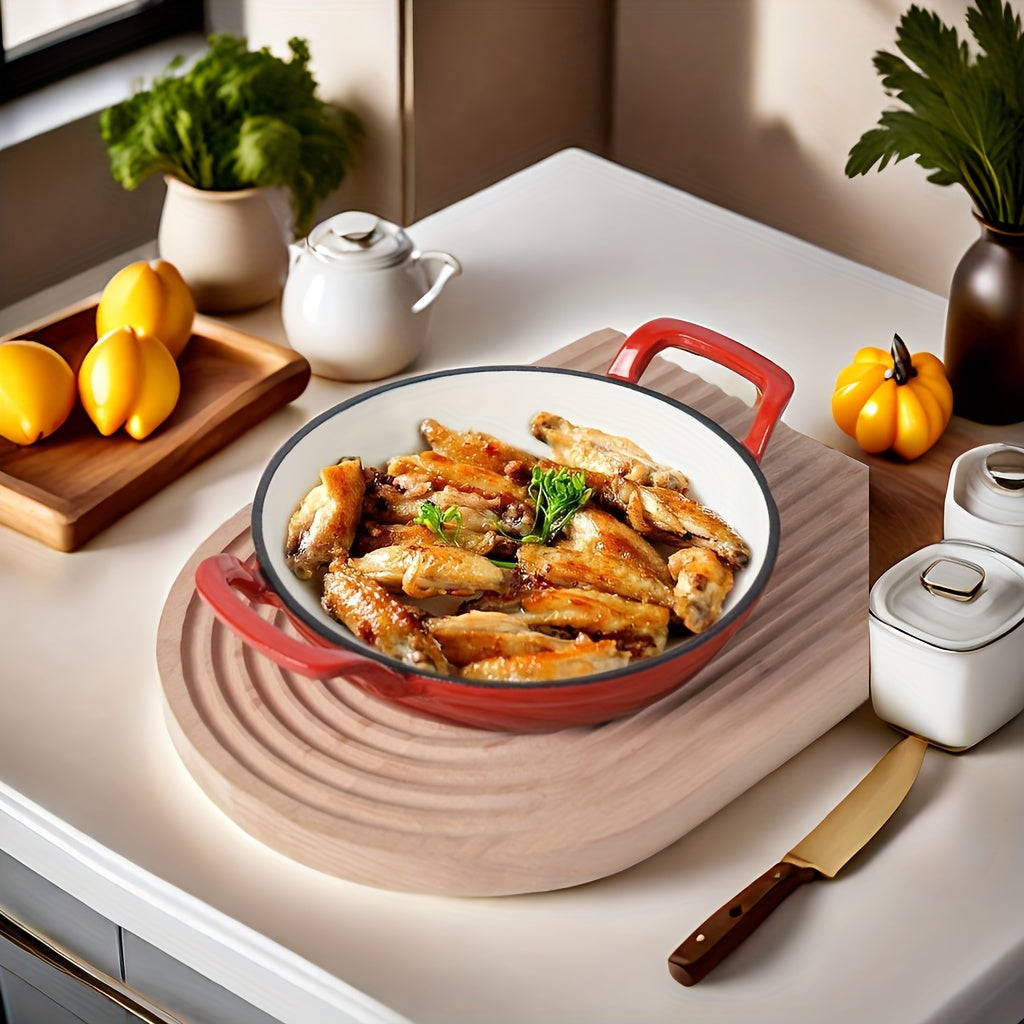 Cast Iron Enamel Frying Pan Non-Stick Skillet for Gas and Electric Stoves