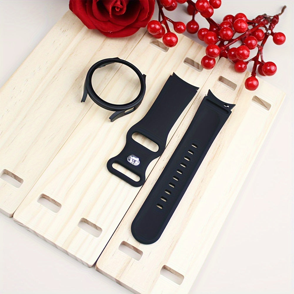 Waterproof Silicone Watch Band and Case Protector for Samsung Galaxy Watch 7/6/5/4 40mm 44mm Butterfly Design