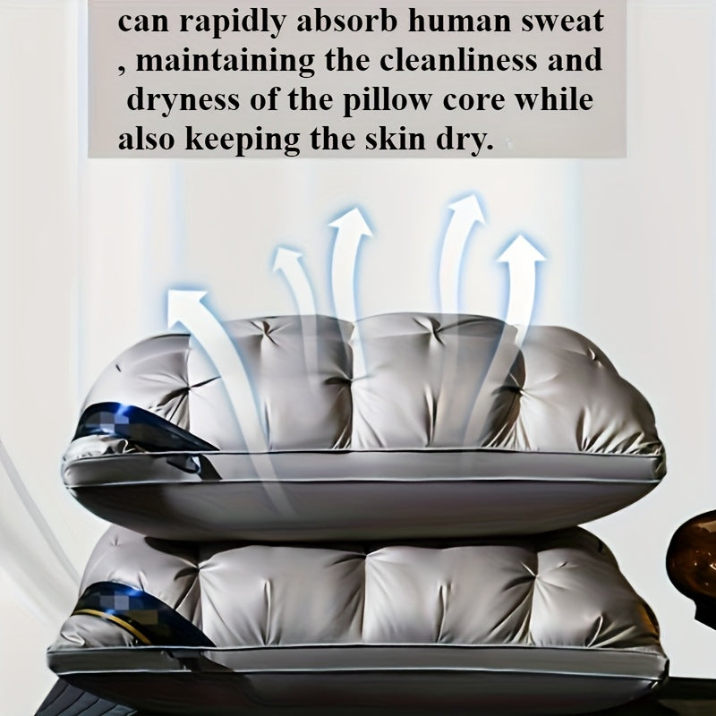 Luxury Pillow 600g Deep Sleep Neck Support Non-Collapsing Satin Cover