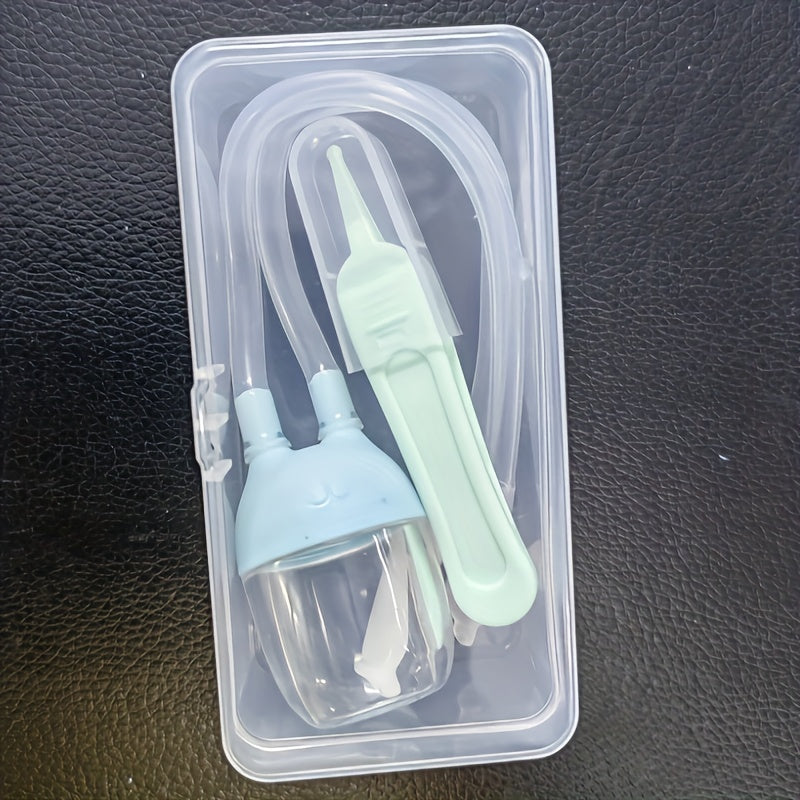 Baby Nasal Aspirator Set with Booger Clip 3 Pieces for Nose Ear Navel Care Pink Blue