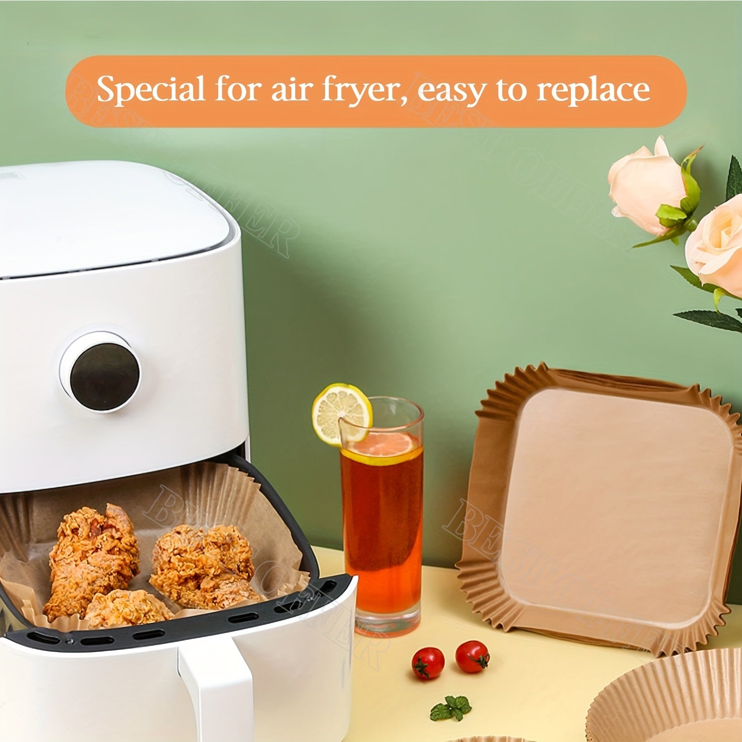 Disposable Square Air Fryer Paper Liners Non-Stick Baking 16cm 20cm