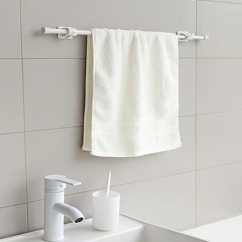 White Painted Non-Perforated Retractable Curtain Rod for Bathroom and Living Room Set