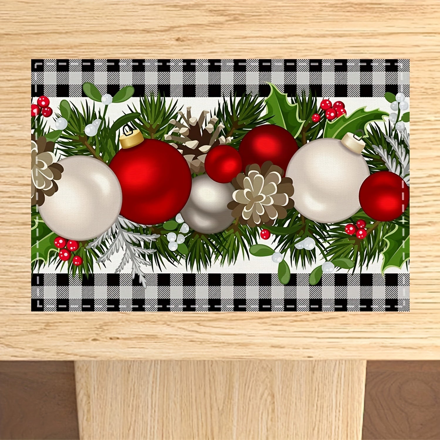 Christmas Placemats Set of 4 Red and Black Buffalo Check Plaid 30.48x45.72cm