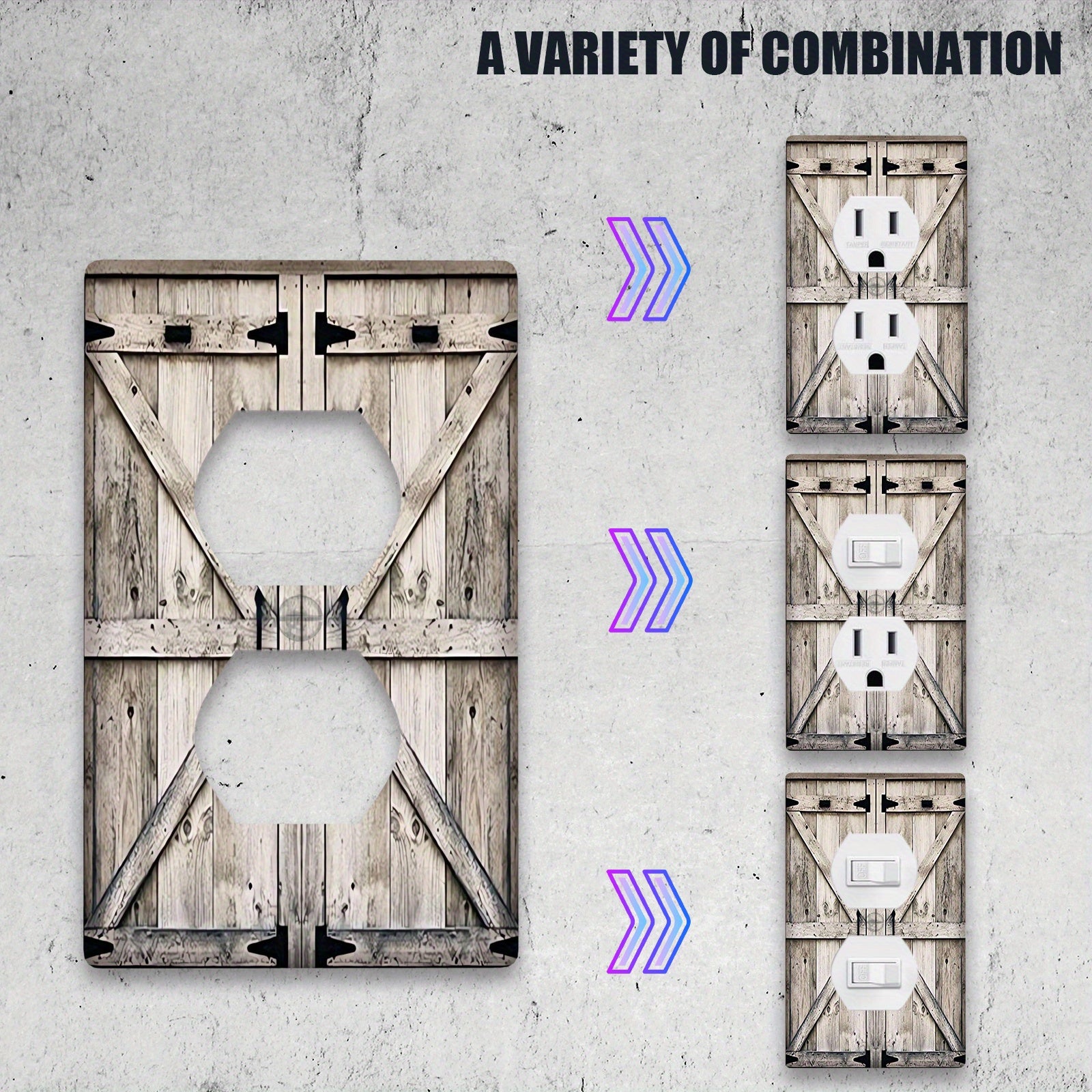 Rustic Farmhouse Wood Plank Wall Plate Cover for Home Kitchen Bathroom