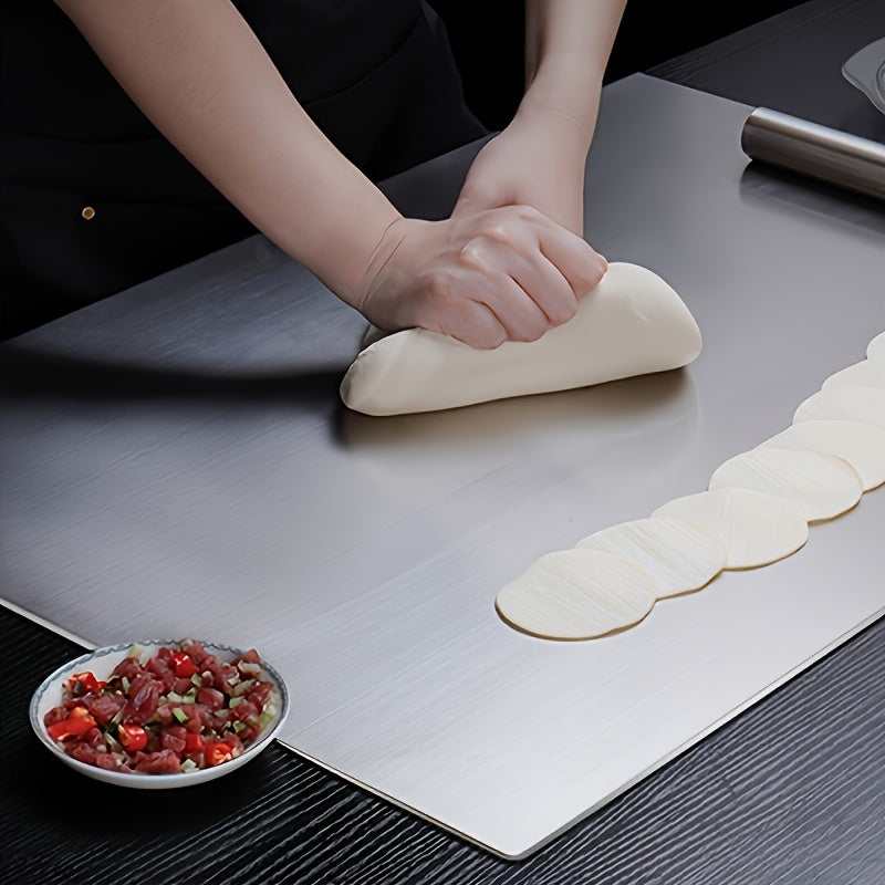 Large Stainless Steel Cutting Board with Lip Food-Safe for Meat Fruit Vegetables