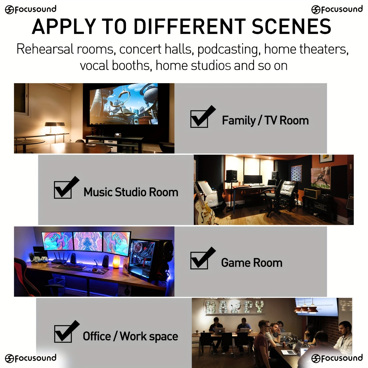 12pcs Soundproof Cotton Acoustic Panels for Office Studio Noise Reduction Black Yellow