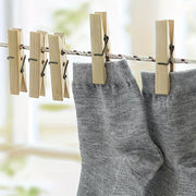 Juego de 40 pinzas de ropa de bambú resistentes a la intemperie para lavandería en interiores y exteriores