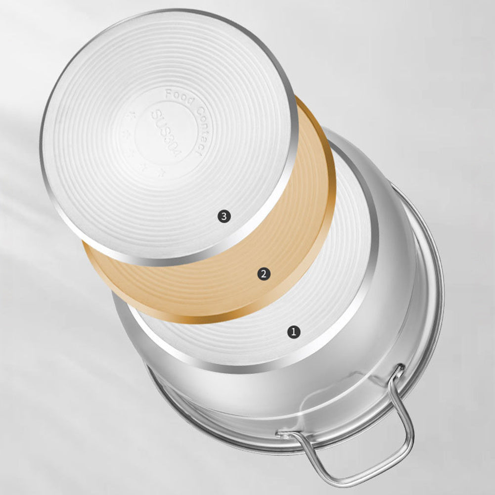 Three-Tier Stainless Steel Steamer Pot 27.94cm with Glass Lid for Vegetables and Dumplings