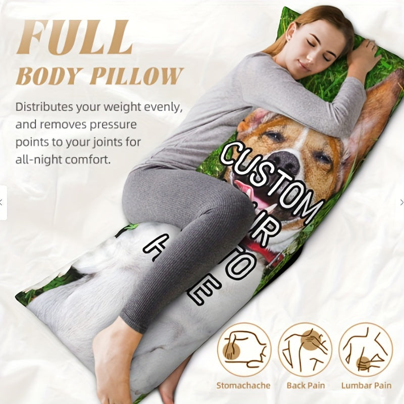 Custom Pet Photo Body Pillow Cover Reversible Plush 20x54 Inches