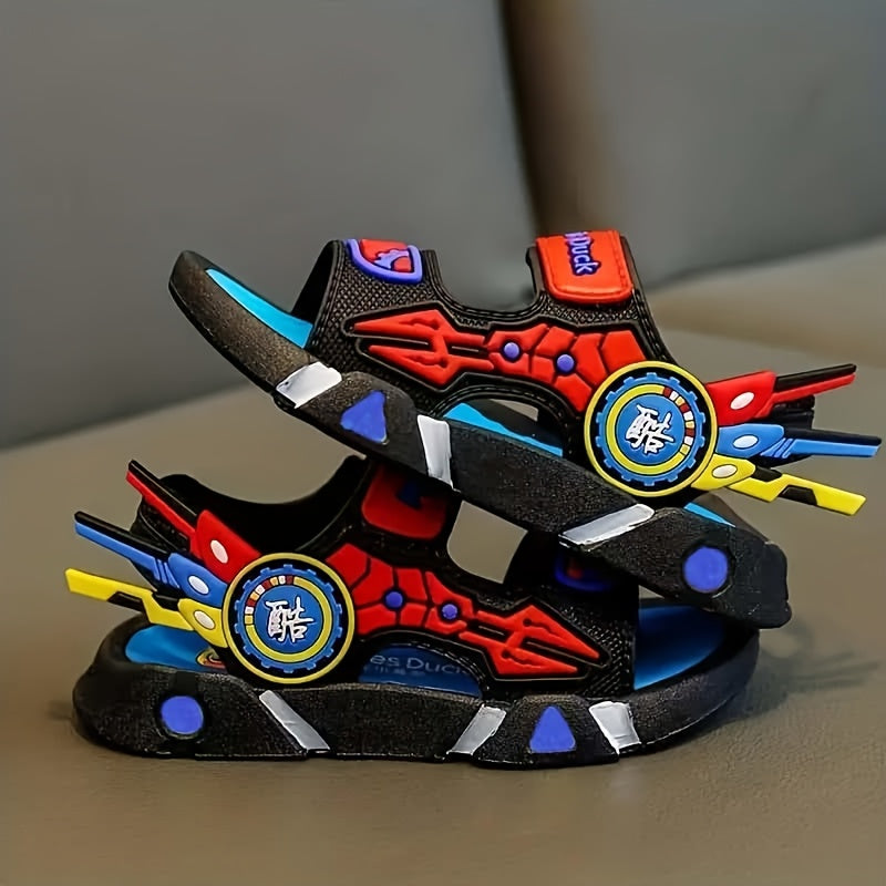 Kids Breathable Toe Sandals Non-Slip Indoor Outdoor Beach All-Season with Hook and Loop