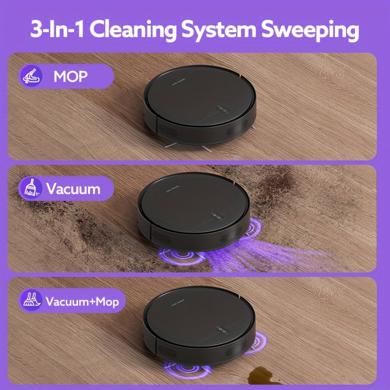 2-in-1 Robot Vacuum Cleaner Pet Hair Hard Floors Low Pile Carpets EU