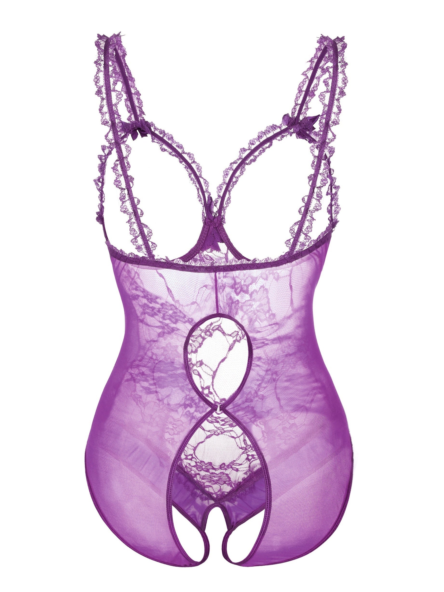 Боди женское большого размера с прозрачным цветочным кружевом, открытая чашка, без промежности