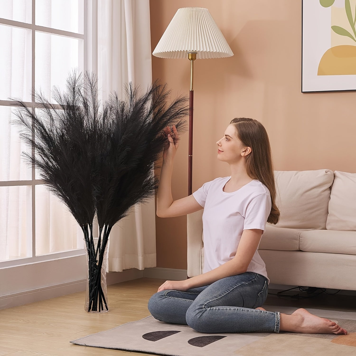 18 искусственных растений пампасной травы в вазе высотой 21,6 дюйма, идеально подходящих для осеннего декора или мероприятий.