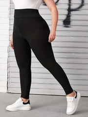 Plus Size Black High-Waisted Ultra-Stretch Skinny Leggings for Women