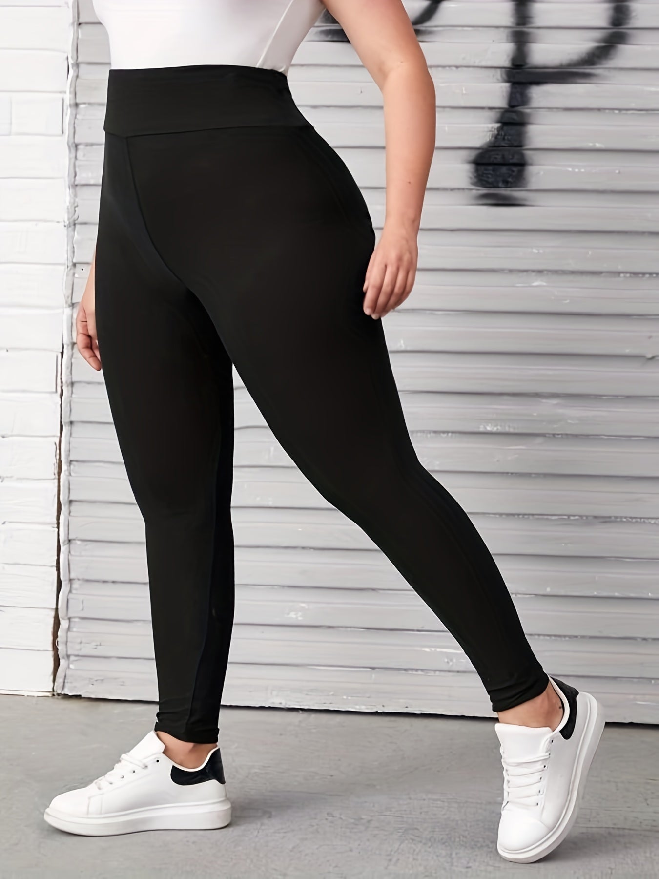 Plus Size Black High-Waisted Ultra-Stretch Skinny Leggings for Women