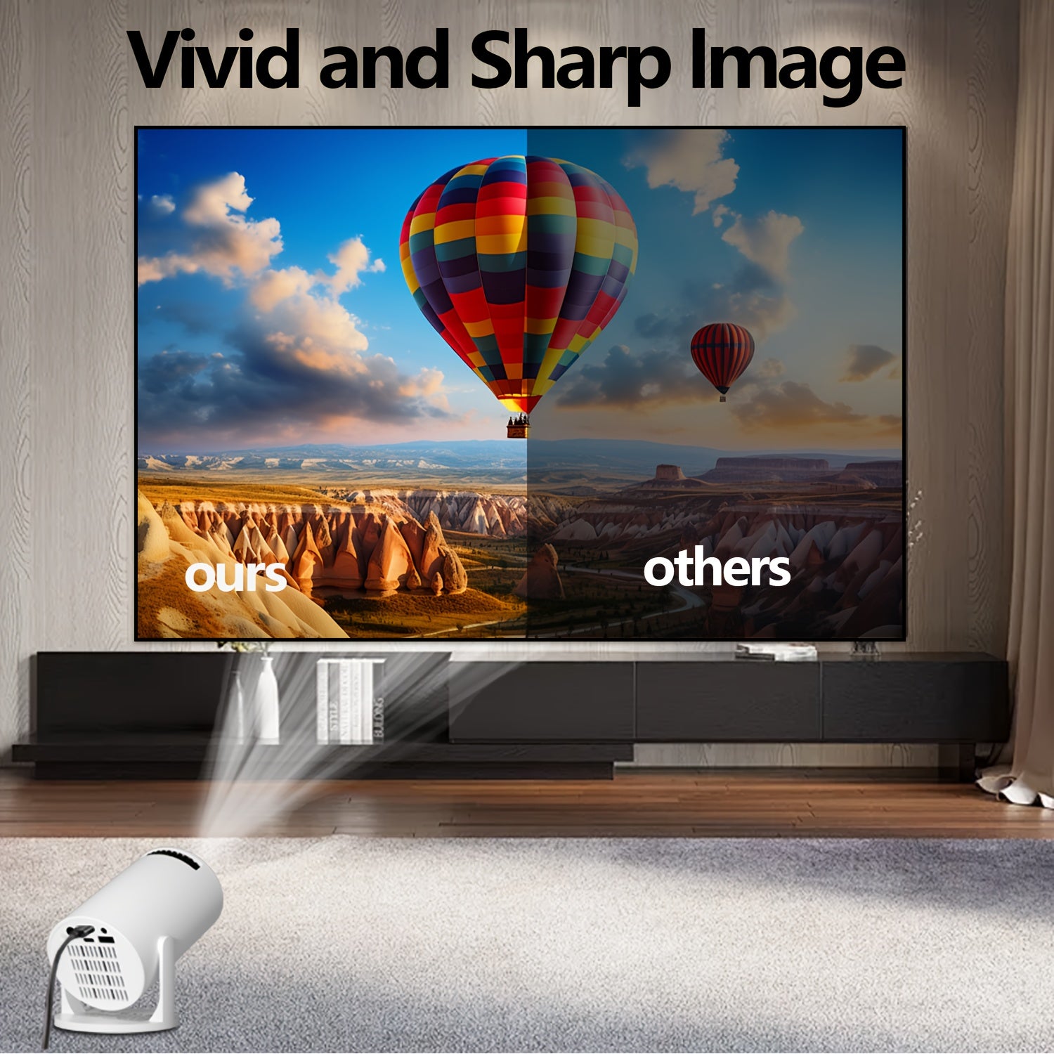 Мини портативный HD-проектор 1080P с вращением на 180° для домашнего кинотеатра