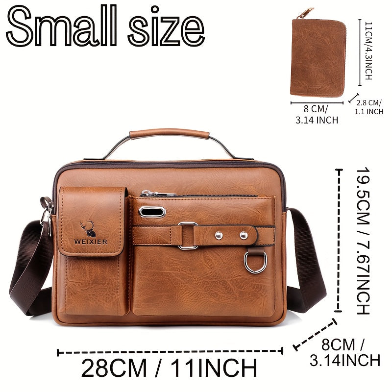 Shoulder Bag Set Includes Satchel Casual Bag and Card Holder Wallet PU Material for Going Out