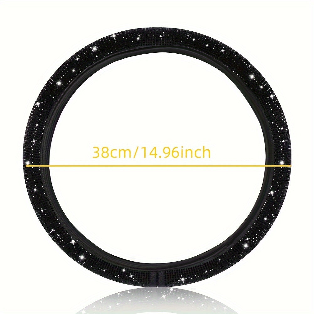 Universal porloq rhinestone avtomobil g'ildirak qoplamasi 36-38cm, sirpanmaydigan, chidamli polyester