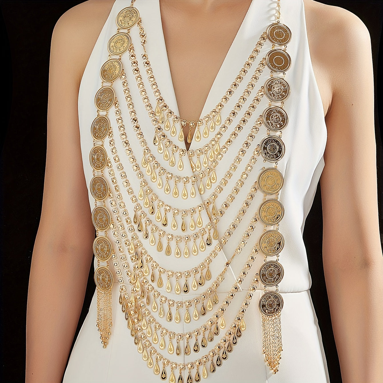 Conjunto de joyería elegante en cobre y oro para mujeres con collar y pendientes para ocasiones especiales