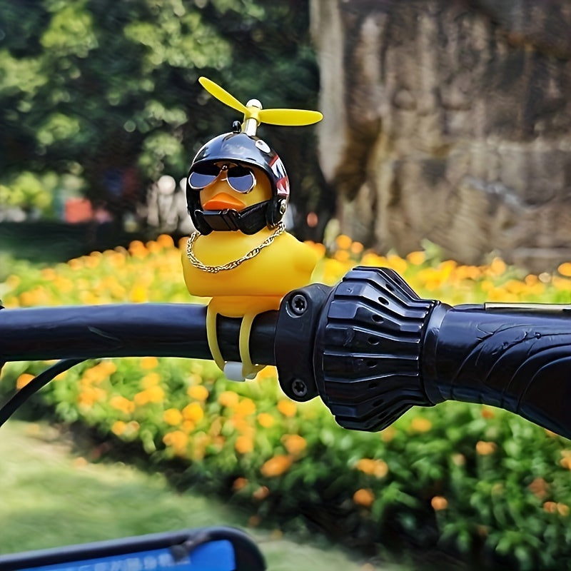 Kids Bicycle Handlebar Accessories Rubber Duck Helmet Propeller Glasses